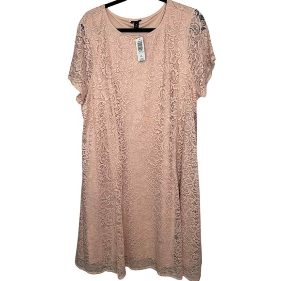 TORRID New With Tags Blush Pink Lace Trapeze Midi Dress Size 2 (18-20) - Picture 1 of 7